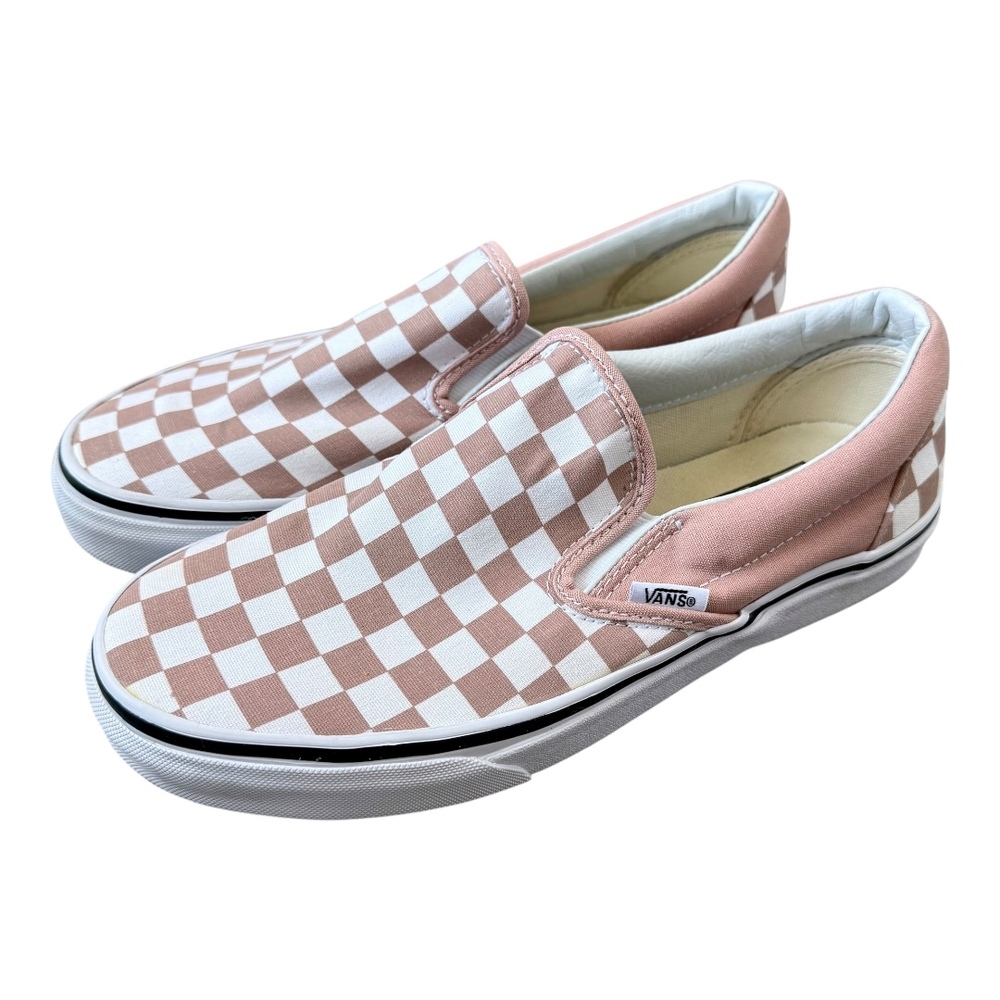 Vans Pink White Checkerboard Iconic Skater Casual Slip-On Sneaker Shoes Womens 8 - Picture 6 of 12